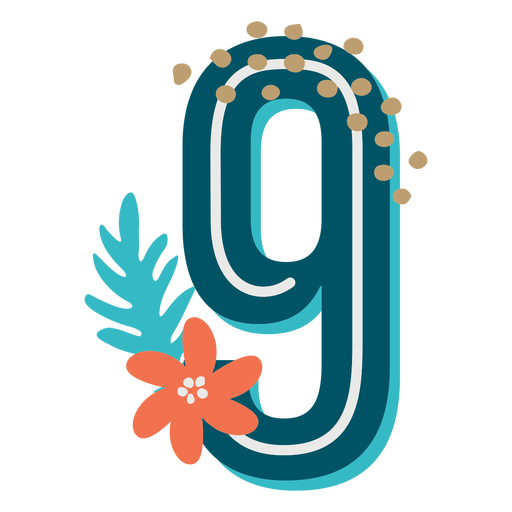 Tropical decorated number 9 PNG Design