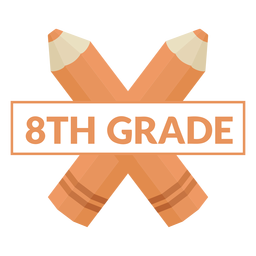 Icono de 8vo grado de escuela de lápiz de dos colores