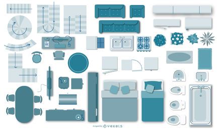 Colección de elementos planos de arquitectura