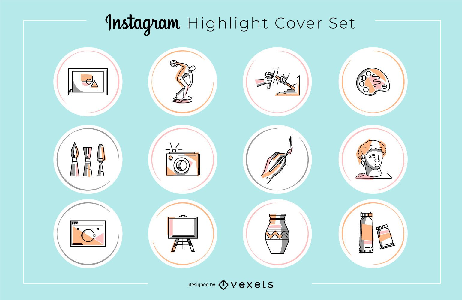 Instagram Art Highlight Cover Set Vector Download