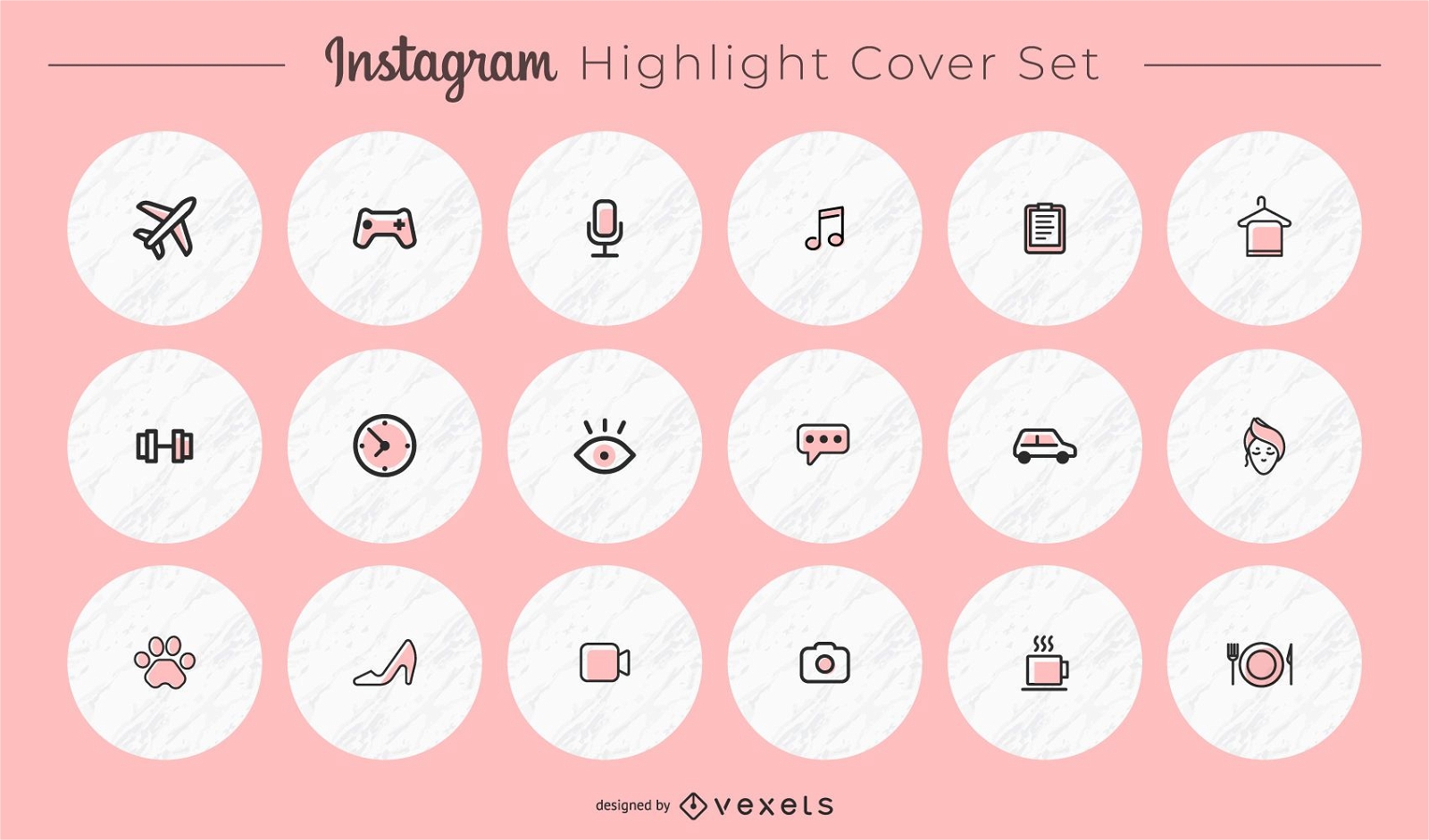 Pacote de capa redonda de ícones diversos do Instagram