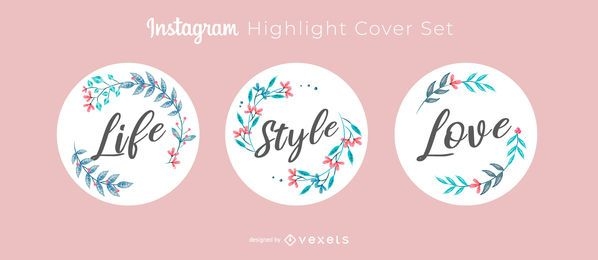 Instagram Schriftzug Highlight Cover Design Set