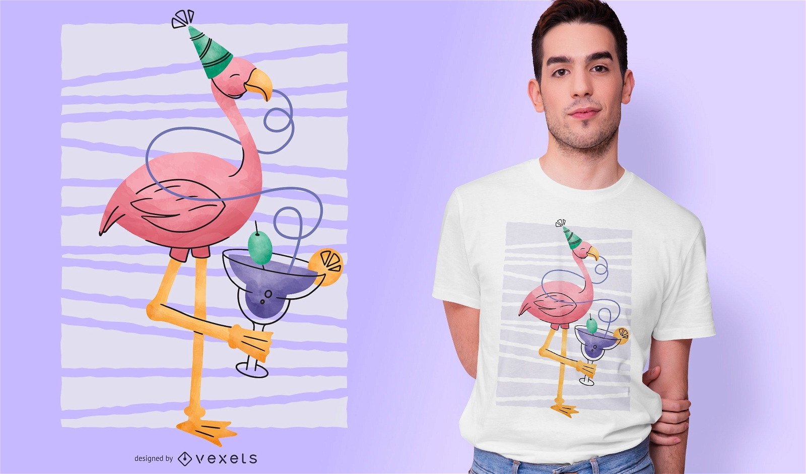 Design de camiseta para festa Flamingo