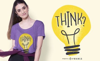 Pense em design de t-shirt com ilustração de lâmpada