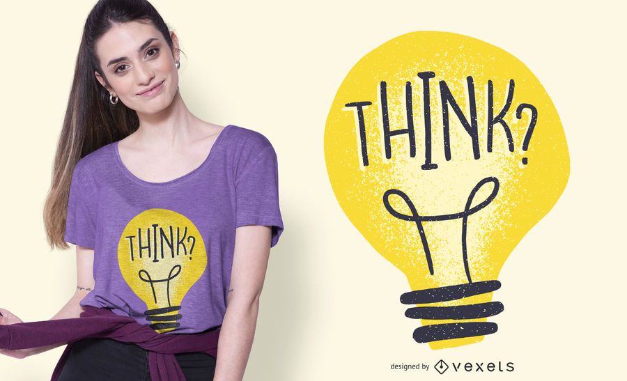 Think Light Bulb Illustration T-shirt Design Think Light Bulb Illustration T-shirt Design