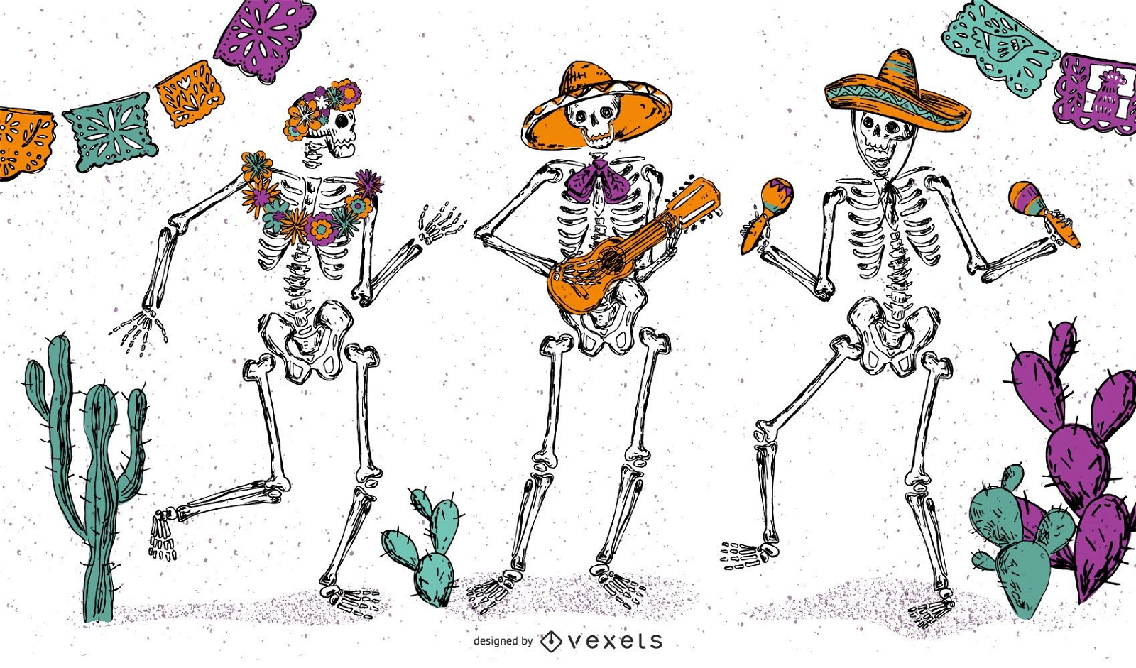 5 de Mayo Skeleton Illustration Design
