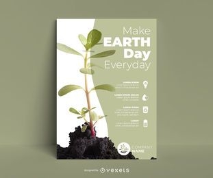 Earth day plant poster template