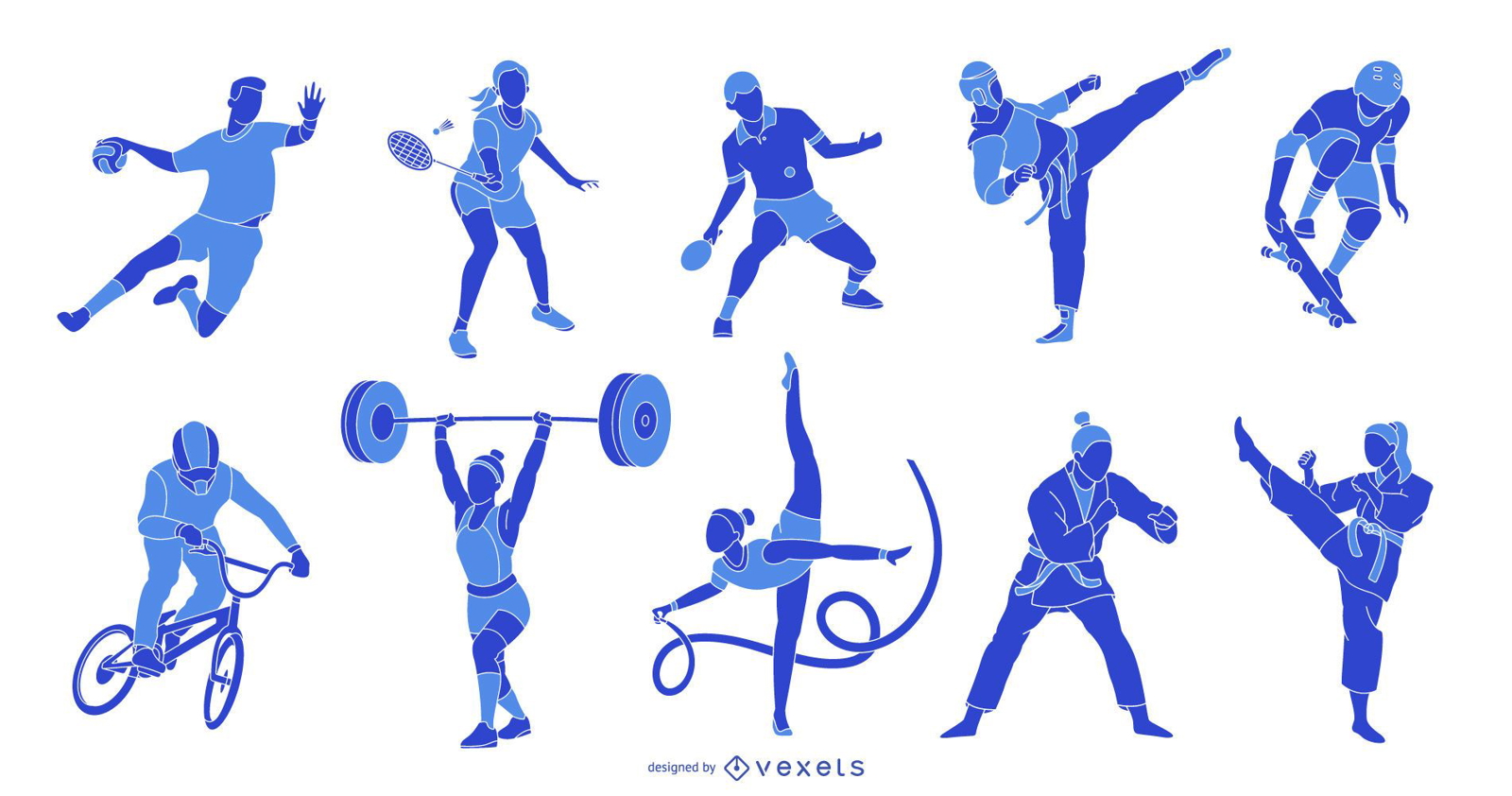 Conjunto De Atletas Da Silhueta Dos Jogos Olímpicos Da Antiga