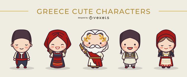 Cute greek characters set