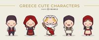 Cute Greek Characters Set Vector Download