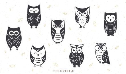 Cute owls black set Cute owls black set