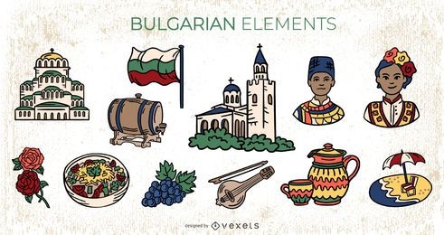 Bulgarian Elements Colorful Illustration Pack