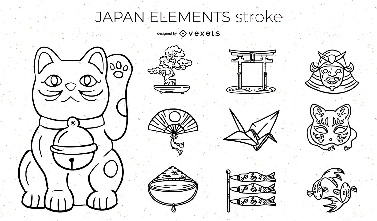 Paquete de diseño de trazo de elementos de Japón