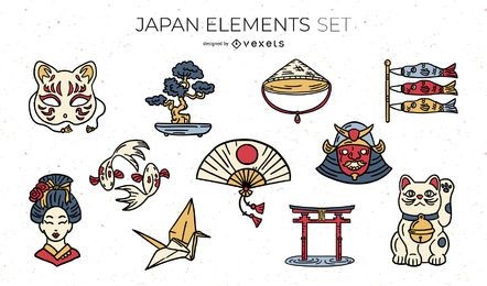 Paquete de ilustración de elementos japoneses
