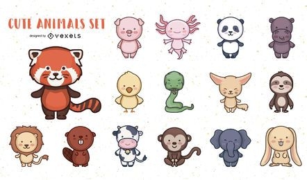Paquete de diseño de personajes de animales lindos
