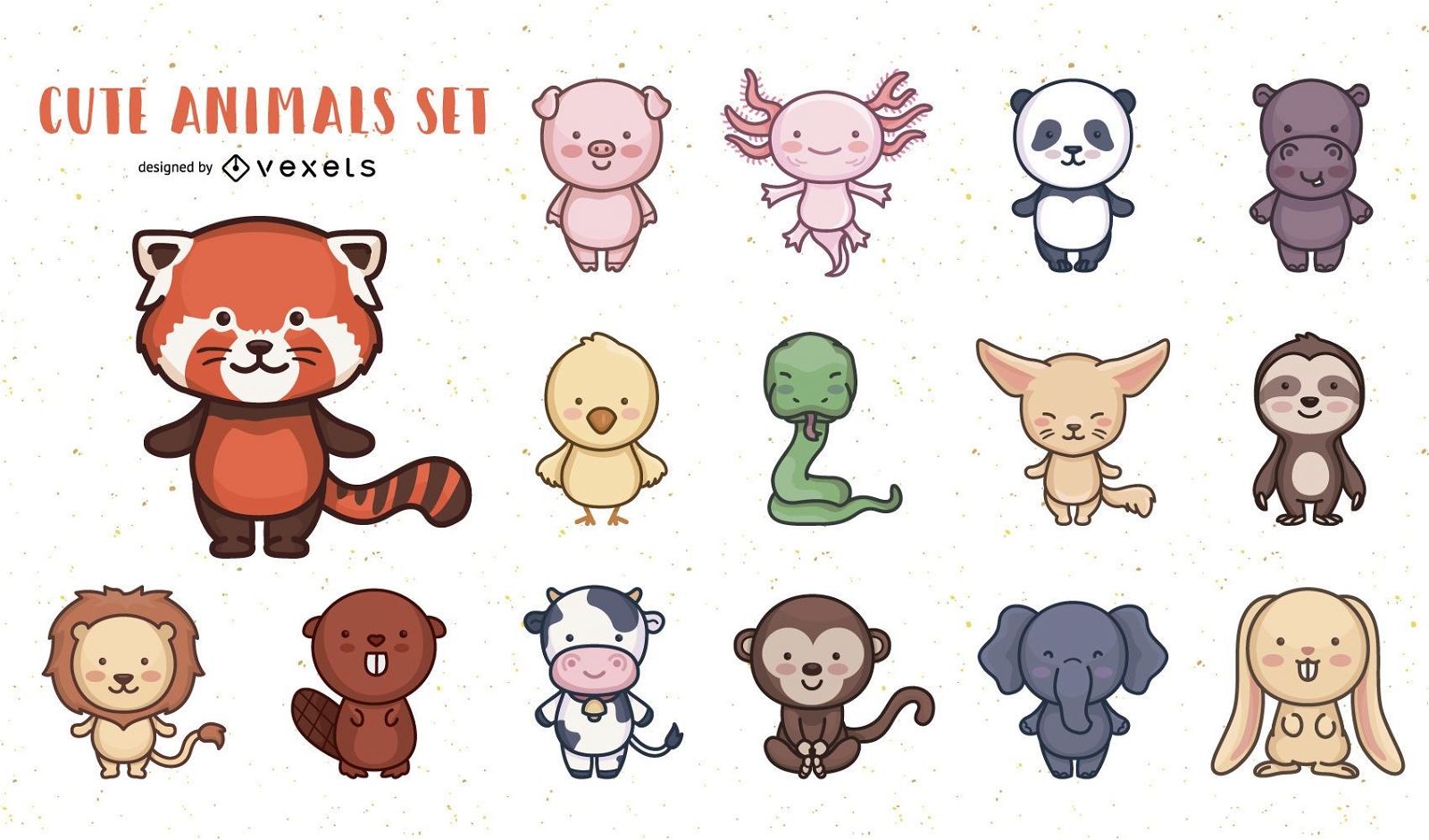 Pacote de design de personagens de animais fofos