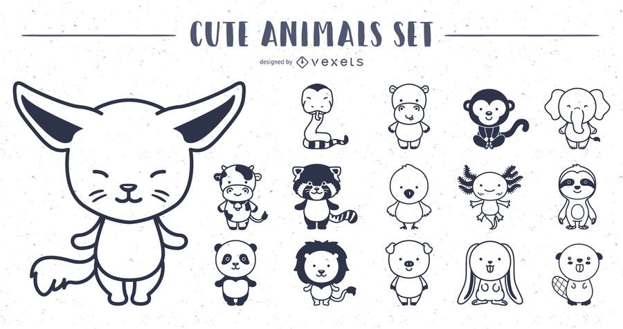 Colección de diseño de trazo de animales lindos Colección de diseño de trazo de animales lindos