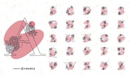 Alphabet mit Blumen Farbset
