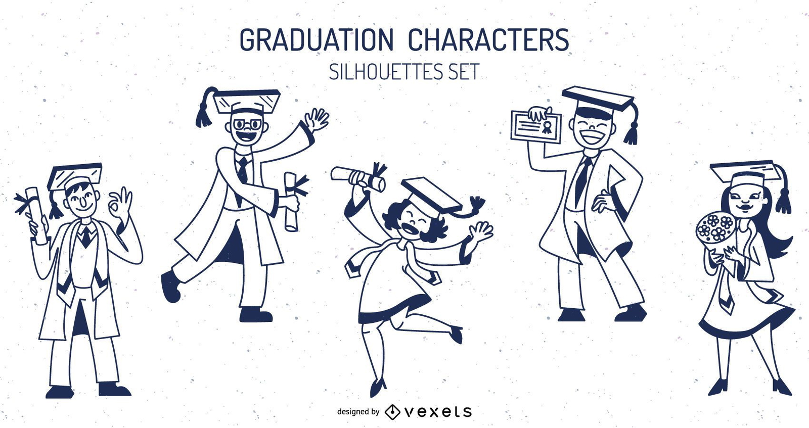 Graduation characters stroke set