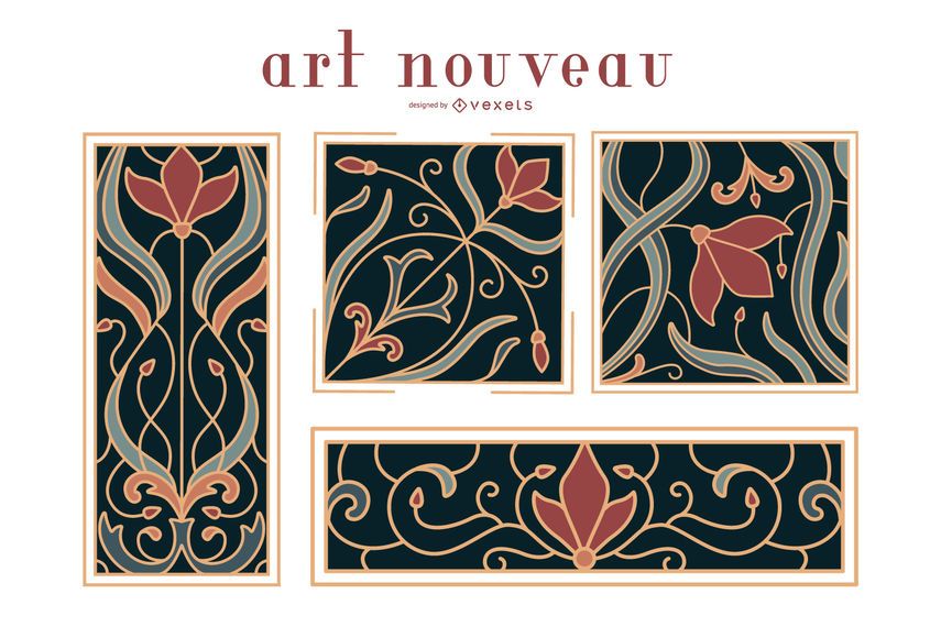 Art Nouveau Ornaments Set Vector Download