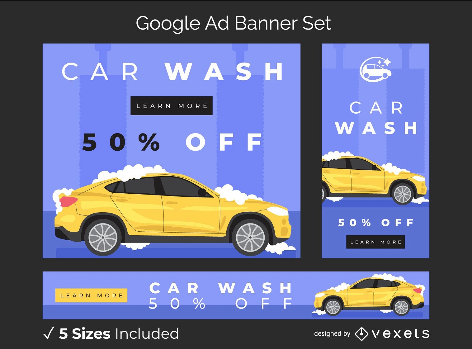 Car wash ad banner set