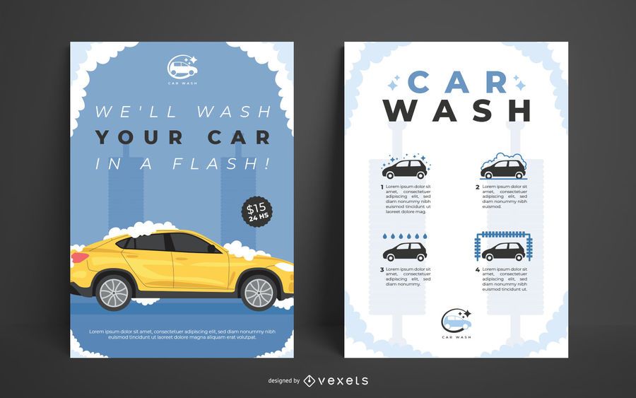 Car wash poster template set Car wash poster template set
