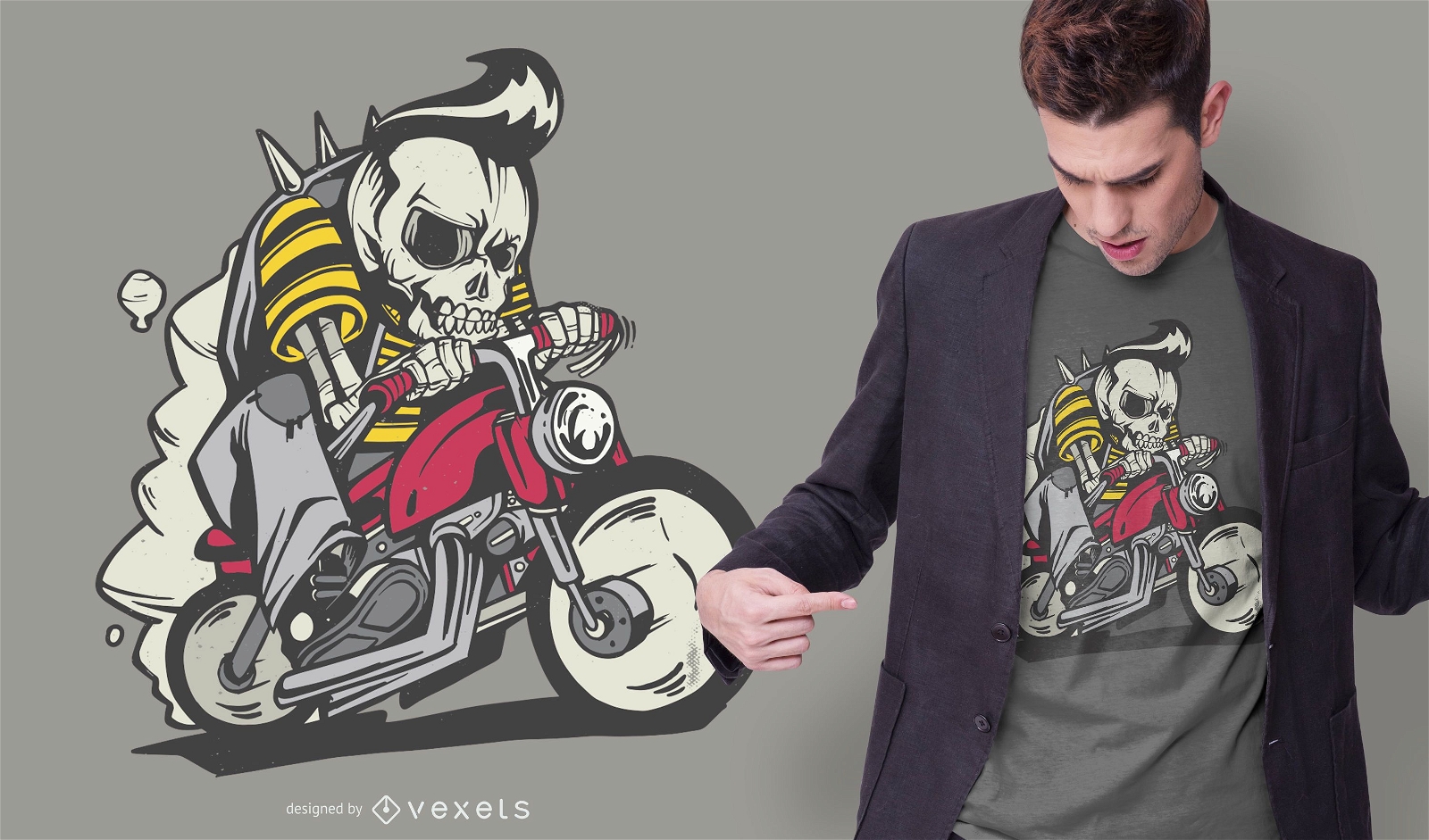 Outlaw Skeleton Bike Rider T-Shirt Design