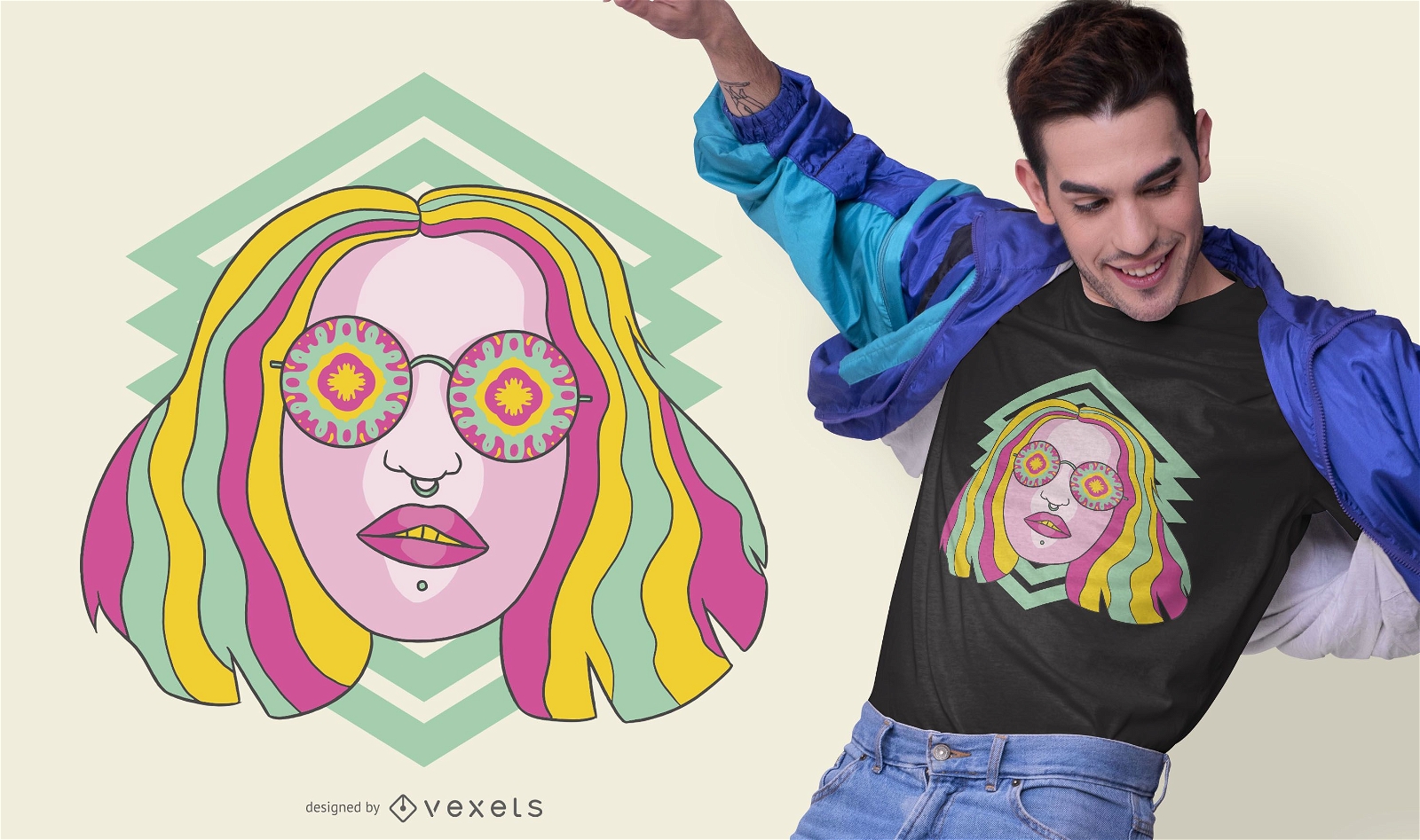 Kaleidoskop Mädchen Trippy T-Shirt Design