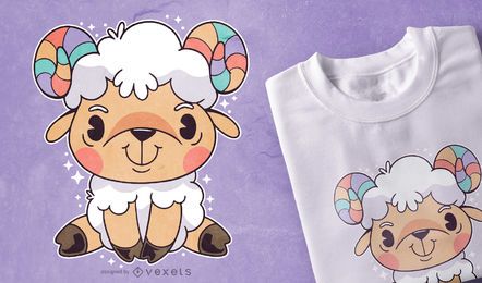 Design de camiseta aries fofa