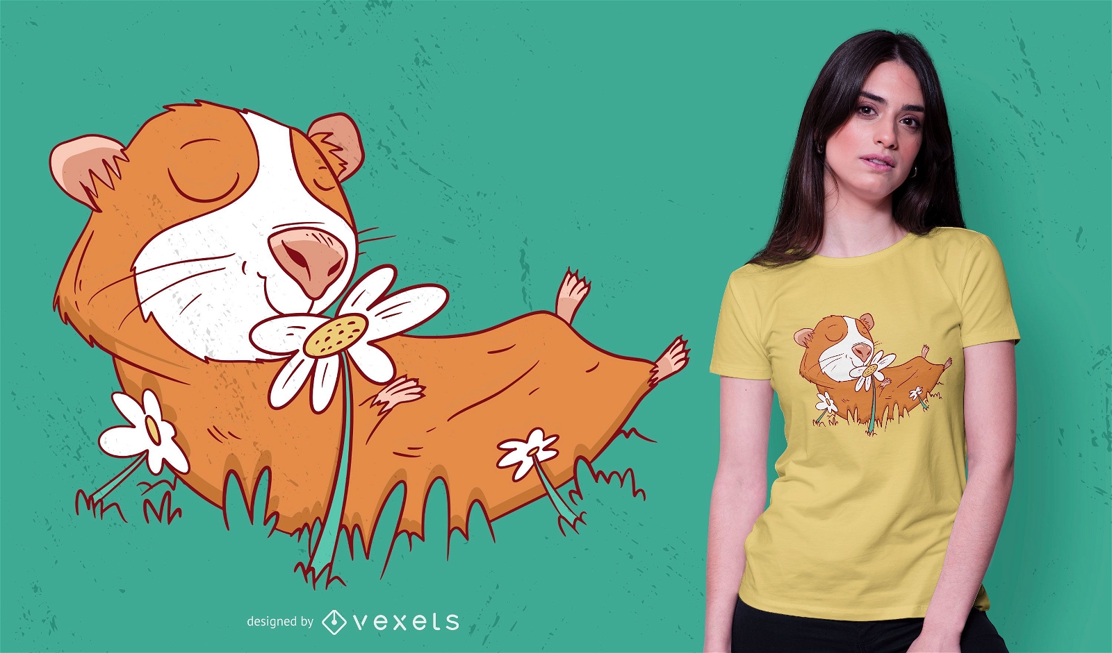 Diseño de camiseta de flor de conejillo de indias