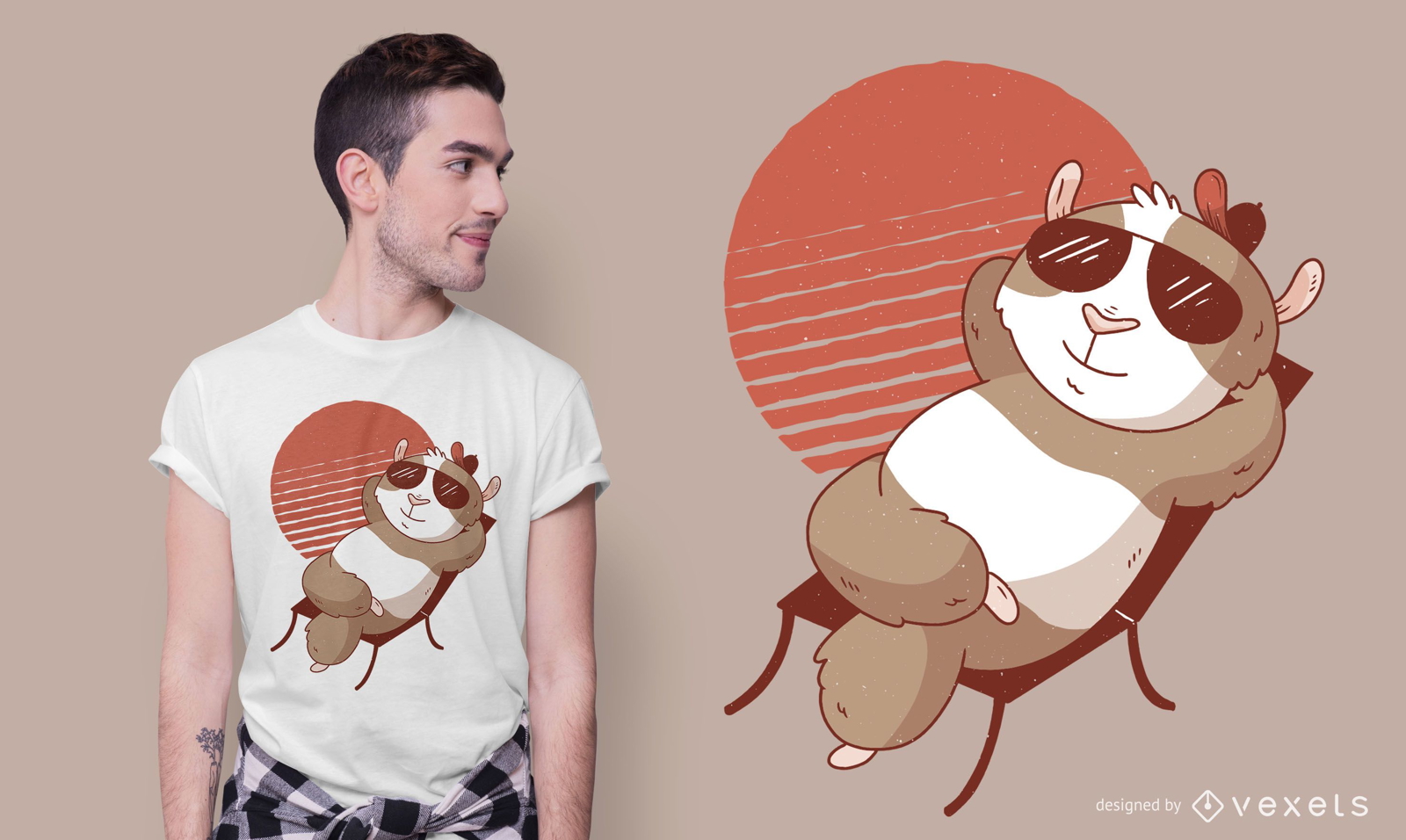 Meerschweinchen Sonne T-Shirt Design