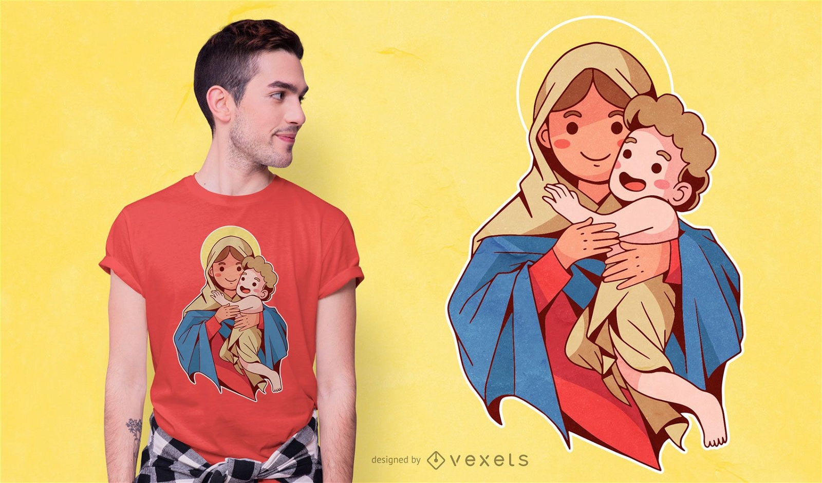 Design fofo de camiseta da Virgem Maria