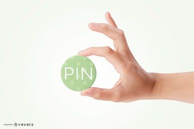 Hand Holding Pin Mockup