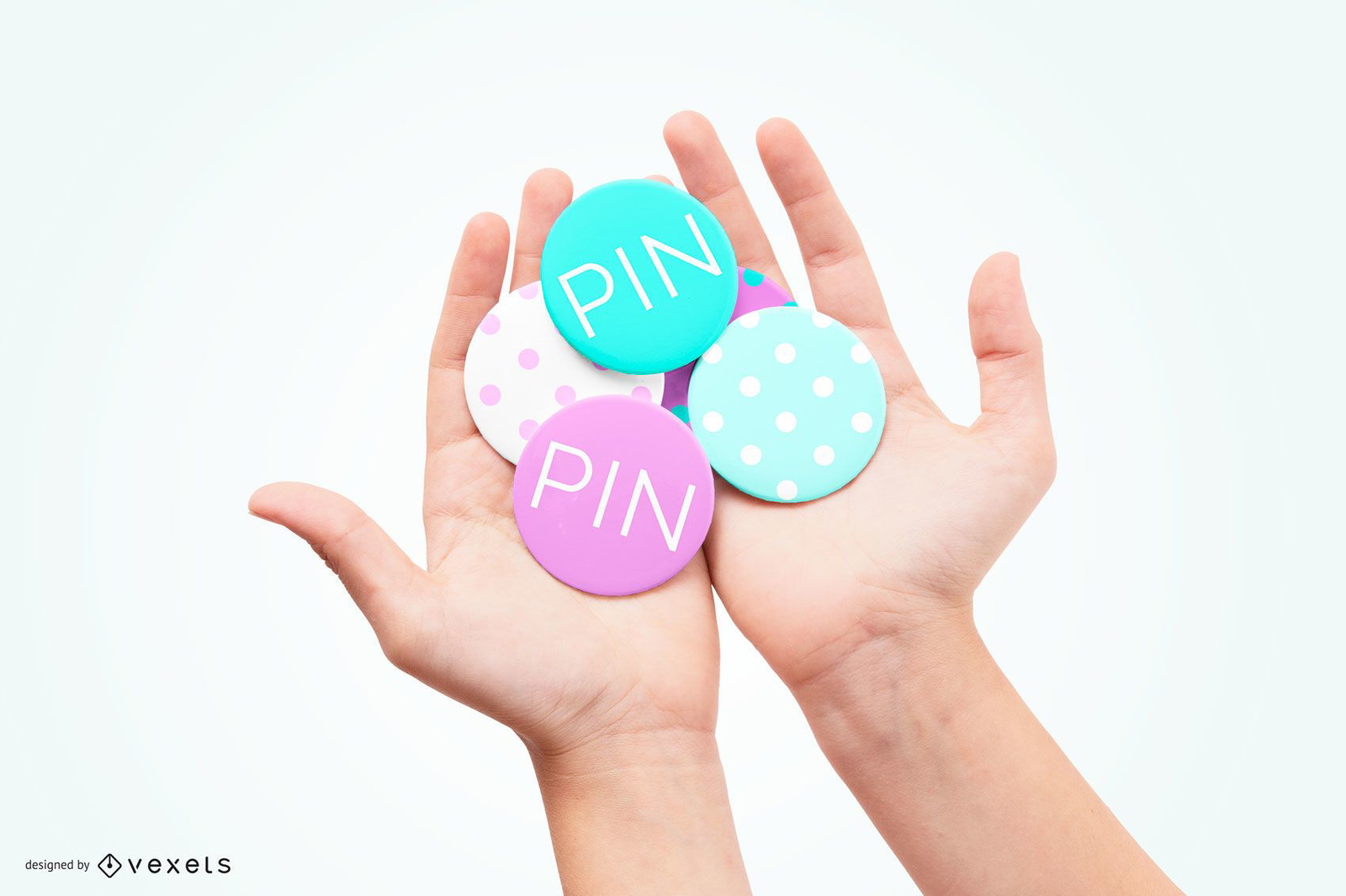 Hands Holding Pins Object Mockup