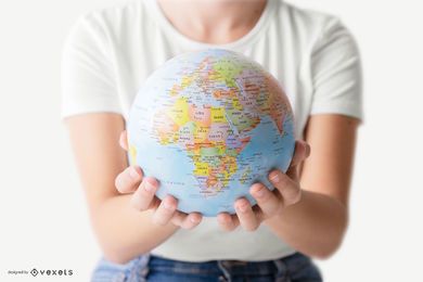 Person Holding Globe Mockup