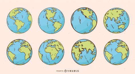 Paquete de ilustraciones del globo del planeta tierra