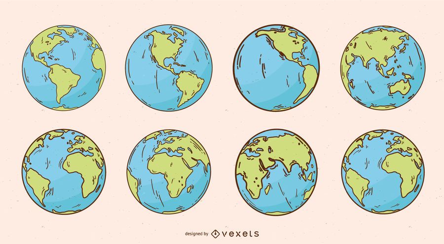Paquete de ilustración del planeta Tierra Globo Paquete de ilustración del planeta Tierra Globo