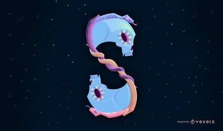 Letter s skull typography design