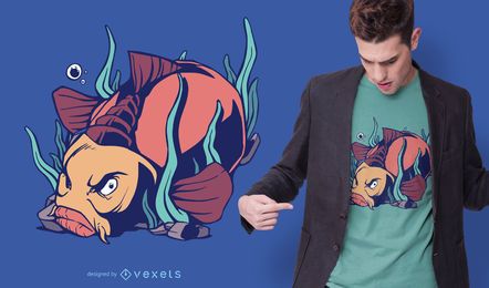 Diseño de camiseta de pez carpa enojado Diseño de camiseta de pez carpa enojado