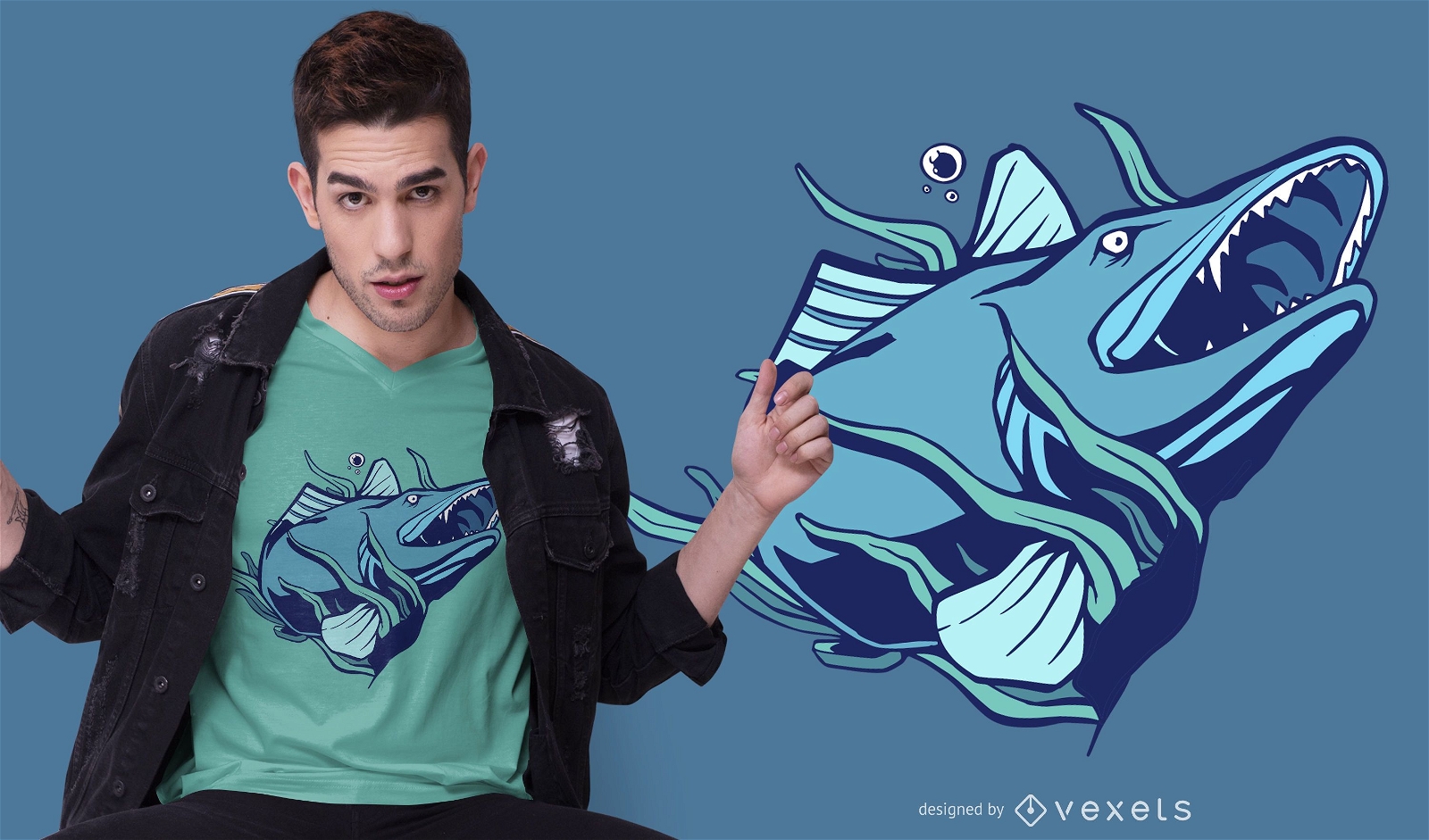 Design de camiseta de peixe poleiro