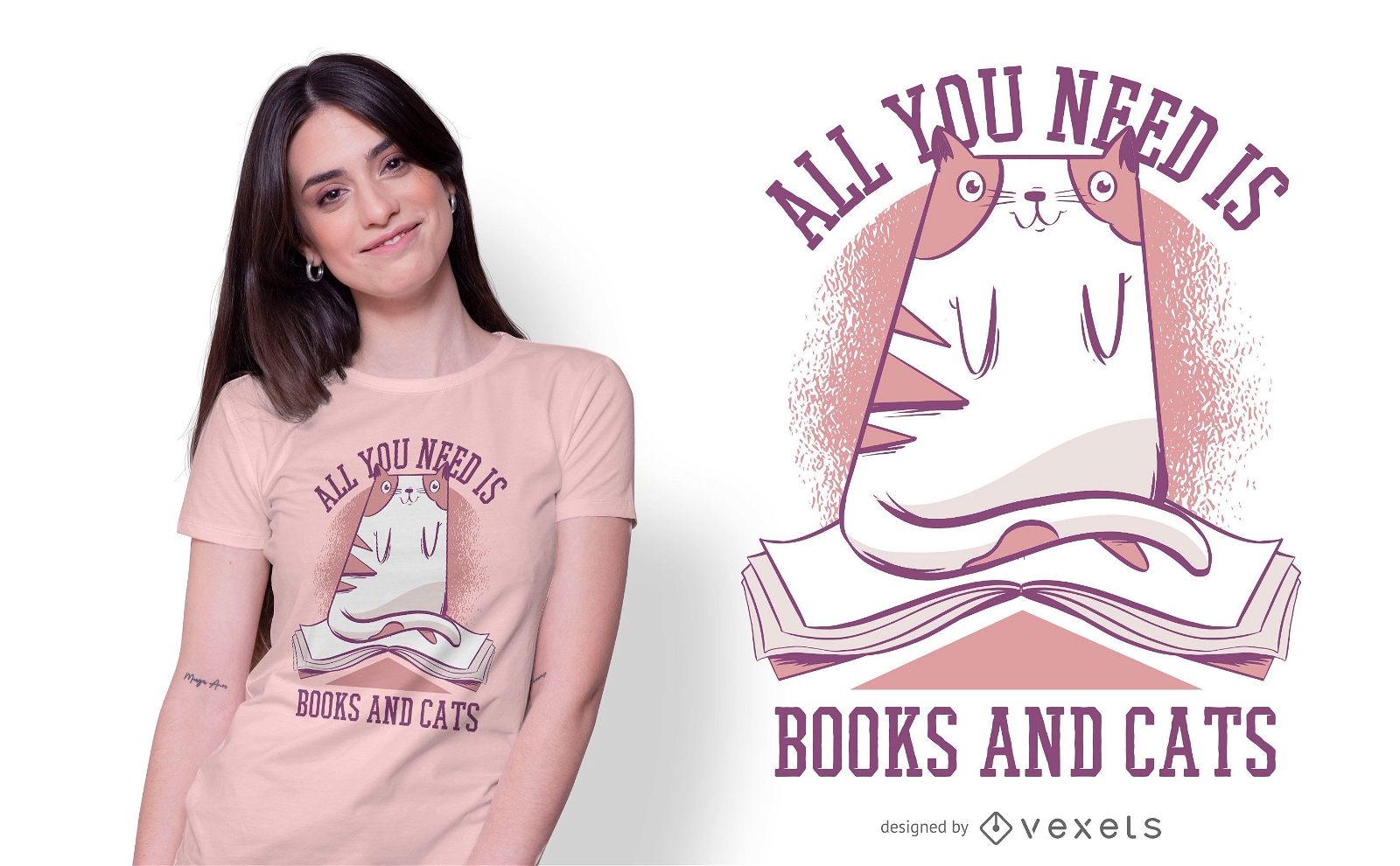 Diseño de camiseta Book Cat Quote