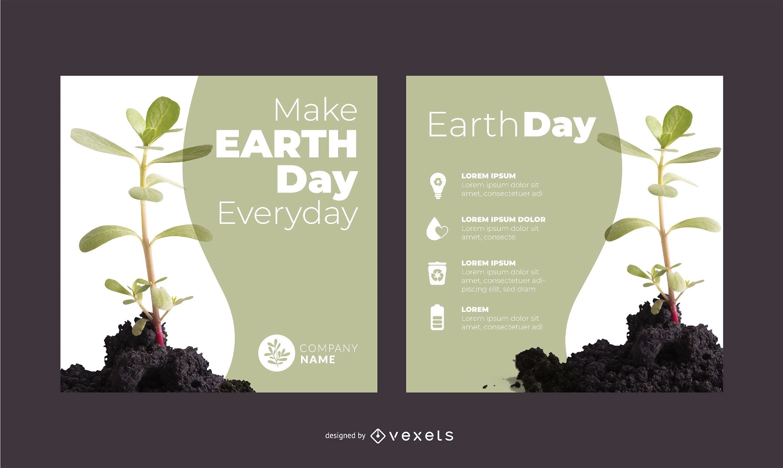 Earth day plant banner set