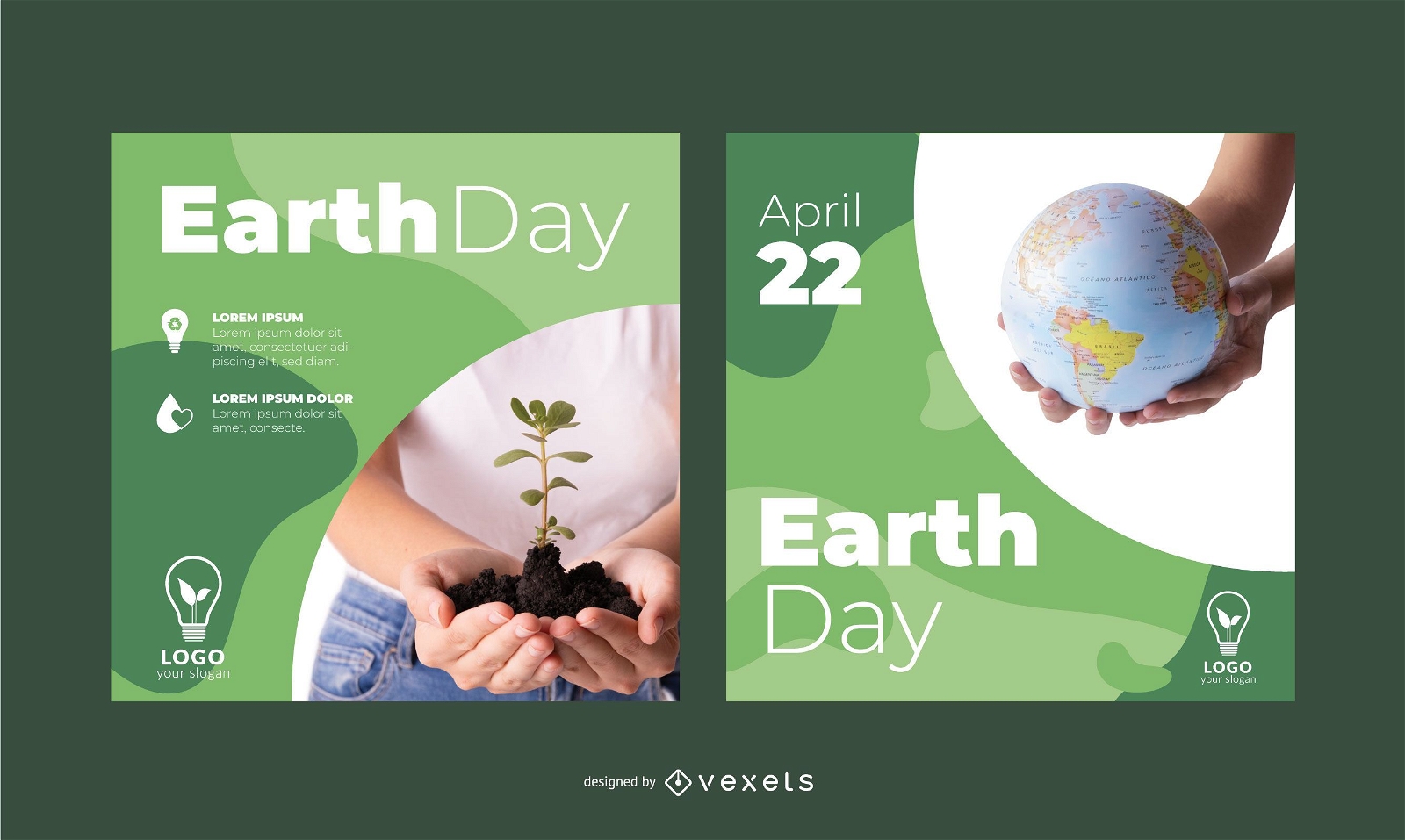 Conjunto de banner quadrado de maquete do Dia da Terra