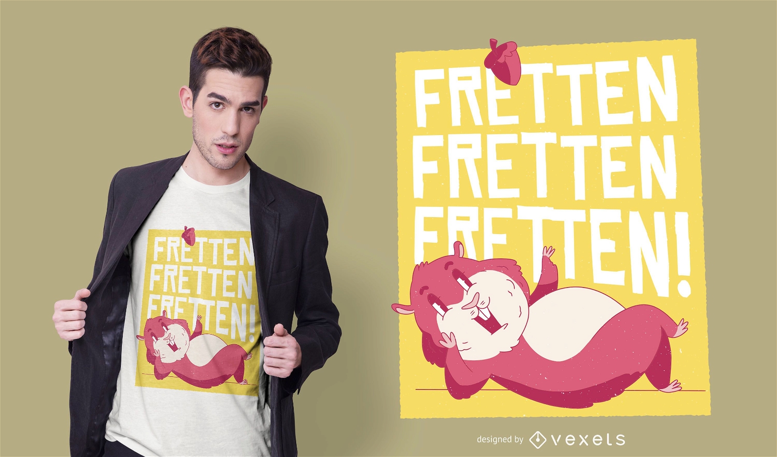 Design de camisetas com citações alemãs de hamster