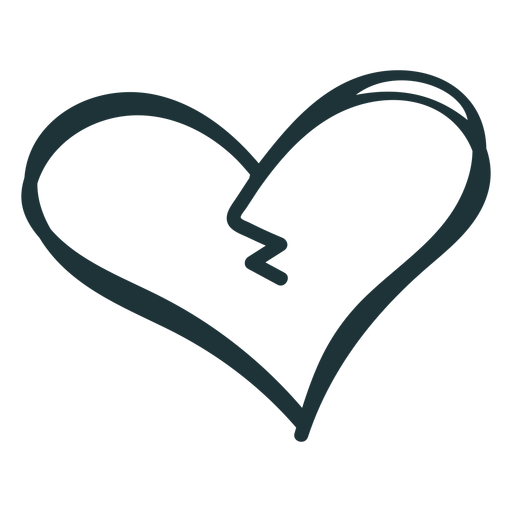 Broken heart crack stroke PNG Design