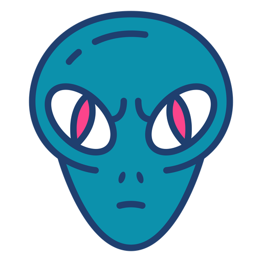 Colorful angry alien head stroke