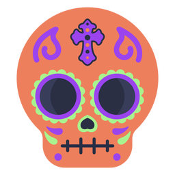 Colorful calavera skull flat PNG Design