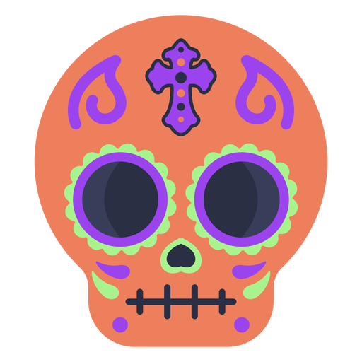 Bunte Calavera Sch?del flach PNG-Design