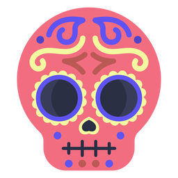 Colorful flat calavera skull PNG Design