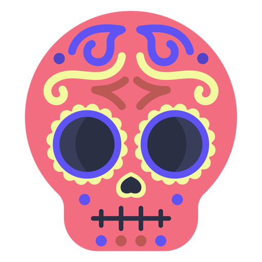 Crânio de calavera plano colorido Desenho PNG